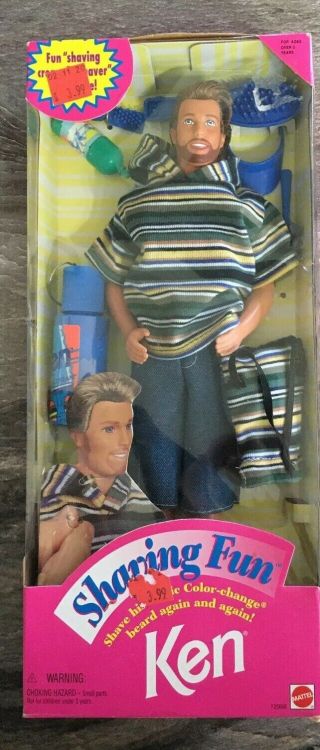 Vintage Shaving Fun Ken Doll 1994 Mattel Barbie Box Shave Beard