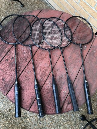 Rare 5 Vintage Franklin And Cooper Badminton Rackets Tempered Steel Shaft