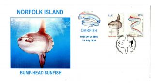 Rare Oarfish & Sunfish Norfolk Island Fdi Pmk Fdc