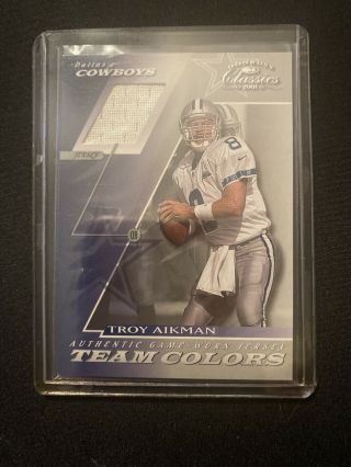 2001 Donruss Classic Rare Team Colors Game Worn Jersey Troy Aikman Cowboys Wow
