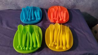 Ikea Kalas Kids 8 - Plastic Plates 24pc - Cutlery Utensils Rare Ball Tip