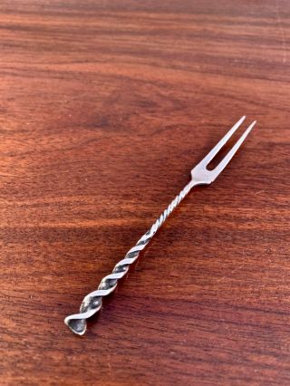Whiting Sterling Silver 2 - Tine Strawberry Fork - Square Twist,  No Monogram