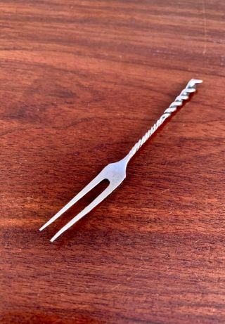 WHITING STERLING SILVER 2 - TINE STRAWBERRY FORK - SQUARE TWIST,  NO MONOGRAM 3