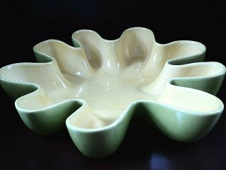 Rare Vtg Mid - Century Royal Haeger Art Pottery Bowl Green & Yellow R969 Perfect