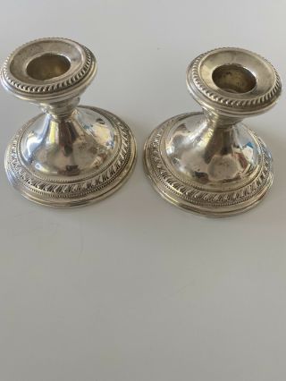 Vintage Sterling Silver Candle Holders Weighted 2 - 3/4” Tall
