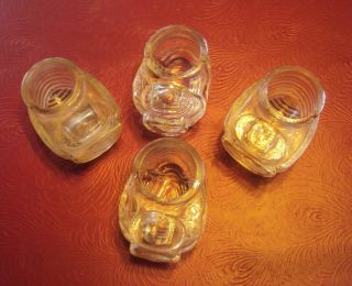 Group Of Four Antique Clear Glass Seed Dish/drinkers For Birdcages - Fifties