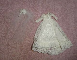 Vintage Topper Dawn Doll Or Family Wedding Dress And Veil