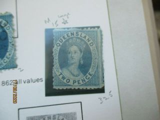 Queensland Stamps: 2d Blue Chalon - Rare - (d8)