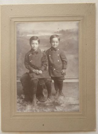 Antique 1900 Large Cabinet Photo 2 Identified Brothers High Fashion
