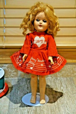 Vintage 1950s Ideal Mary Hartline 16 " Doll,  Dress,  Marked 14 On Back