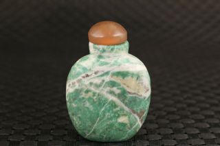 Unique Rare Chinese Old Green Stone Statue Snuff Bottle