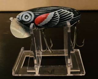 Vintage Fred Arbogast 3/8oz Jitterbug Lure Red Wing Black Bird Unfished - Ohio