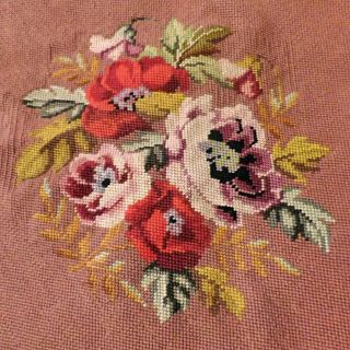 Antique Vintage Needlework Large Chair Cover By Bucilla Flowers Finished Piece