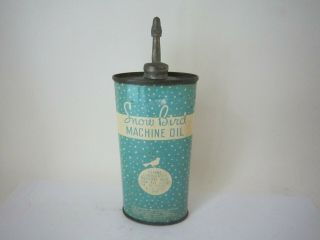 Vintage Oil Can Lead Top Snow Bird Machine Oil 4 Oz Very Rare Oval