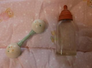 Vintage Dy - Dee Baby Doll Bottle & Rattle Set