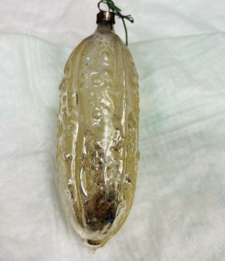 Antique Handblown Mercury Glass Christmas Ornament Silver/white Christmas Pickle