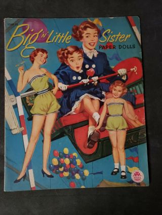 Vintage 1951 Big N Little Sister Paper Dolls Merrill 1549 - 15 Very Nice/ Rare