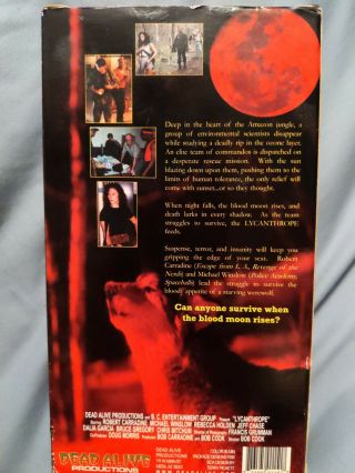 Lycanthrope VHS Dead Alive Productions RARE SOV HORROR 2