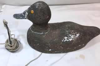 Duck Decoy Solid Wood Lead Weight Antique Early Primitive Glass Eyes