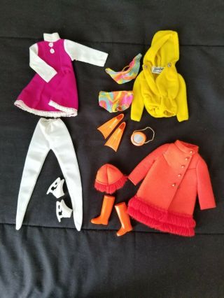 Vintage Barbie Doll Clothes - Scuba - Do,  Fiery Felt Coat & Ice Skating Outfits