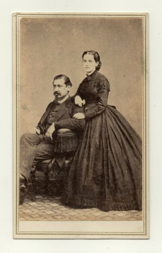 Antique 1860s Civil War Era Cdv Photo Woman Man Tax Stamp - California