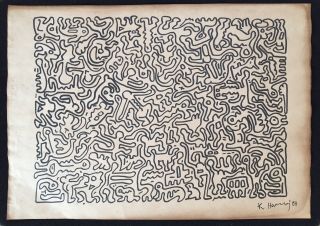 Keith Haring Handwork,  Rare And Signed.