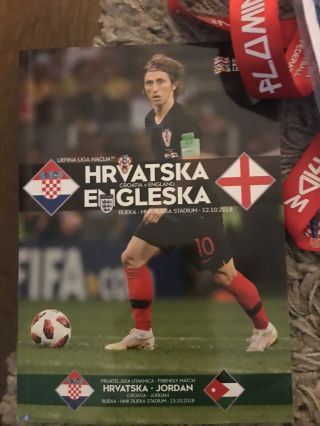 Rare: Croatia V England Programme,  Teamsheet And Pass
