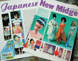Rare 6p History Article,  Id Pics Vtg 1960s Japanese Midge Dolls - Wigs Clothing