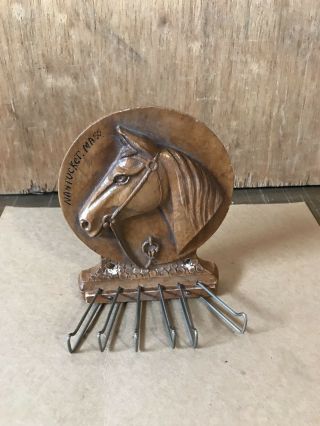 Antique Souvenir Of Nantucket Mass Tie Or Belt Rack With Horse Head Burwood