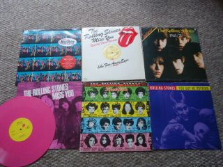 Joblot X6 Rare Rolling Stones Uk Vinyl Lp,  Some Girls,  Miss You Pink12,  Rewind Rock