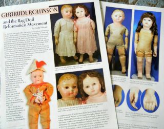 Rare History Article - Antique Gertrude Rollinson Rag Dolls - Pre - Izannah