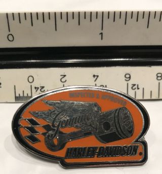 Rare Harley Davidson Orange Inspected And Approved Pin.  Hd Officially Licensed