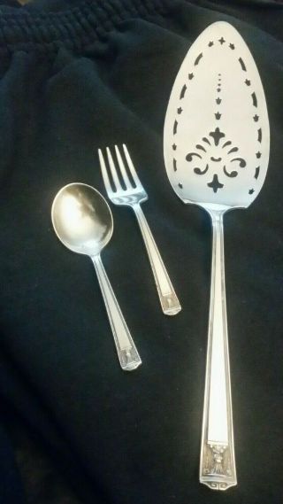 Holmes And Edwards Silverplate Century Solid Pastry Pie Server & Toddler Fork