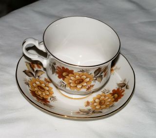 English Fine Bone China Cup & Saucer Queen Anne - Fall Flowers