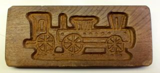Antique Hand Carved Wooden Cookie Butter Springerle Mold Train Primative