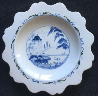 Rare Deborah Sears Blue Scalloped Bowl/plate Isis Ceramics 9.  5in Oxford England