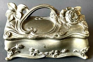 Antique Spelter Art Nouveau Trinket Box Jewelry Casket Victorian