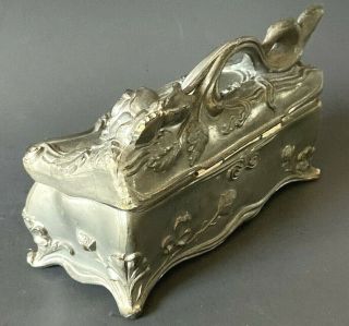 Antique Spelter Art Nouveau Trinket Box Jewelry Casket Victorian 2