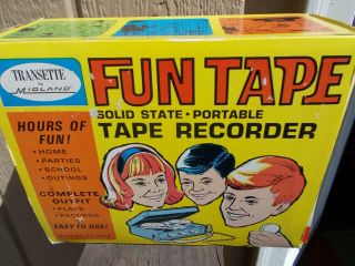 Rare Vintage Midland Transette Tape Recorder Reel Transistor Kids Toy 1968