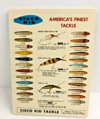 Cisco Kid Old Fishing Lure Chart On Wood Print Ad Man Cave