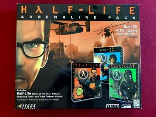 Vintage Rare Half - Life: Adrenaline Pack (pc,  1999) - Largest Box - Missing 1st Cd