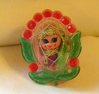 Vintage Liddle Kiddles Flower Jewelry Ring Green Hair Near Gorgeous
