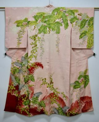 Japanese Kimono Silk Antique Houmongi / Very Rare Pattern / Vintage Silk /313