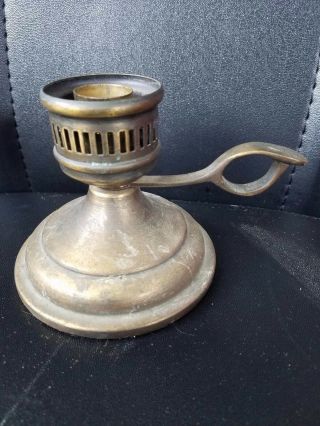 Brass Candle Holder 4 " D 3.  5 " H Antique Vintage