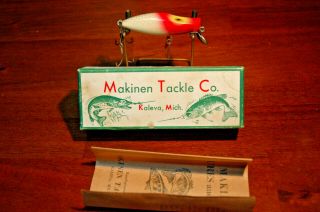 Vtg Wooden " Makinen Wonderlure " No.  (?) With Box & Papers