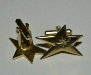 Vintage Starburst Atomic Mid Century Modern Jeweled Brass Men ' s Cuff Links Rare 2