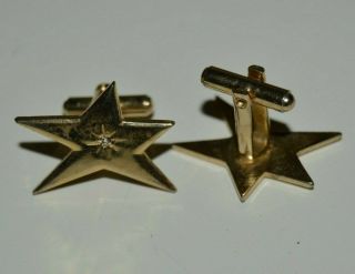 Vintage Starburst Atomic Mid Century Modern Jeweled Brass Men ' s Cuff Links Rare 3
