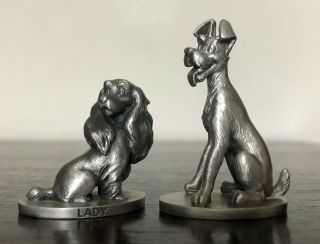 Rare Hudson Pewter Schmid Walt Disney The Lady And The Tramp Figurine Dog Set
