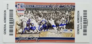 Gino Cappelletti Signed England Patriots Ticket The Hall Boston Fenway Rare