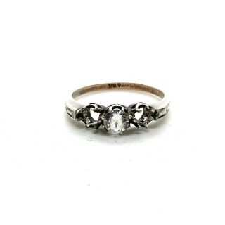 Antique Art Deco 9ct Gold And Sterling Silver Paste Ring 23